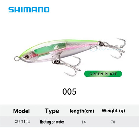 Original SHIMANO XU-T14U Ocea Head Dip 140F Flash Boost - Saltwater Tuna Fishing Lure, 70g Floating Stickbait
