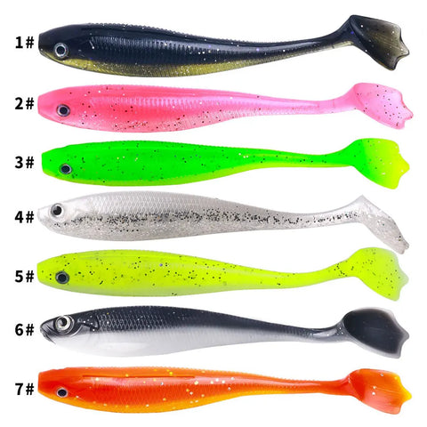 6pcs/bag rubber fish bait 7.5cm/10.5cm fishing rubber pike bait with T tail Artificial Silicone Wobblers
