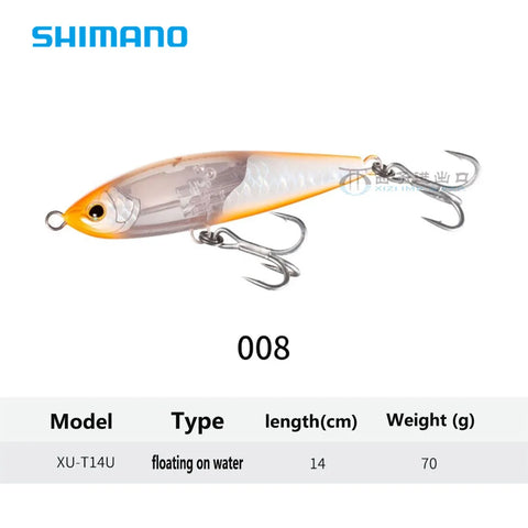 Original SHIMANO XU-T14U Ocea Head Dip 140F Flash Boost - Saltwater Tuna Fishing Lure, 70g Floating Stickbait