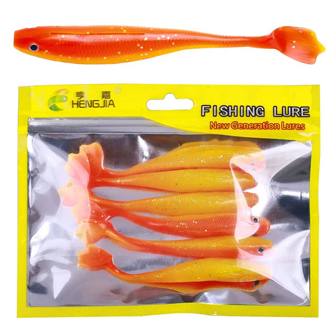 6pcs/bag rubber fish bait 7.5cm/10.5cm fishing rubber pike bait with T tail Artificial Silicone Wobblers