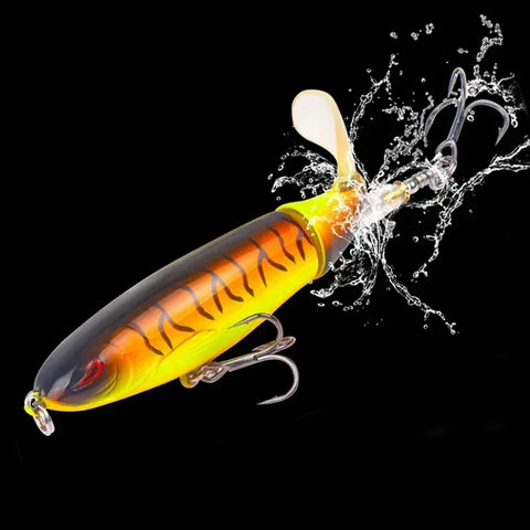 1 Pcs 10cm/14cm Topwater Popper Fishing Lure Whopper Artificial Bait Hard Soft Rotating Tail Fishing Tackle Fishing Bait