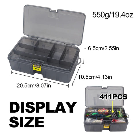 411pcs Fishing Lure Kit For Trout/Pike/Bass Multi-Lure Fishing Set Layered Tackle Pro Gear Tackle Box for Trout/Mackerel/Bass