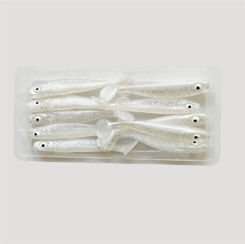 MUKUN 10pcs 60mm 2g Soft Lures Baits Fishing Lure Leurre Shad Double Color Silicone Bait T Tail