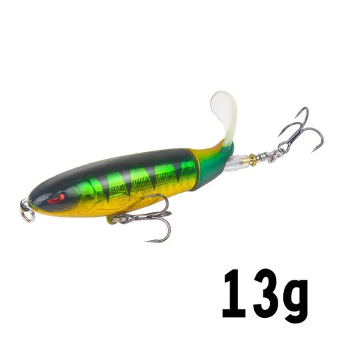 1 Pcs 10cm/14cm Topwater Popper Fishing Lure Whopper Artificial Bait Hard Soft Rotating Tail Fishing Tackle Fishing Bait