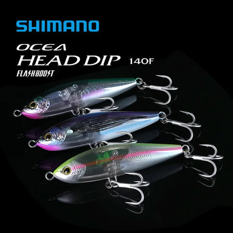Original SHIMANO XU-T14U Ocea Head Dip 140F Flash Boost - Saltwater Tuna Fishing Lure, 70g Floating Stickbait