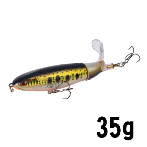 1 Pcs 10cm/14cm Topwater Popper Fishing Lure Whopper Artificial Bait Hard Soft Rotating Tail Fishing Tackle Fishing Bait