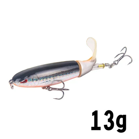 1 Pcs 10cm/14cm Topwater Popper Fishing Lure Whopper Artificial Bait Hard Soft Rotating Tail Fishing Tackle Fishing Bait
