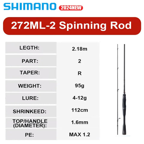 SHIMANO POISON ADRENA 2024 New 2 Section Supercast Spinning Casting Rod R/RF/F/FF Max Lure 56g X Ring SPIRAL X CORE HI-POWER X