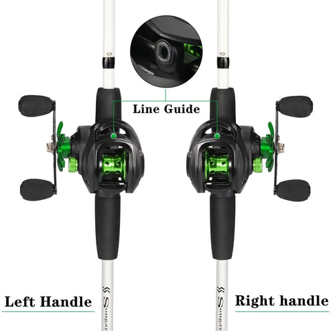 Sougayilang Baitcasting Fishing Rod Kits Carbon Fiber 4Sections Casting Rod and Metal Spool Reel for Freshwater Bass Fishing Set
