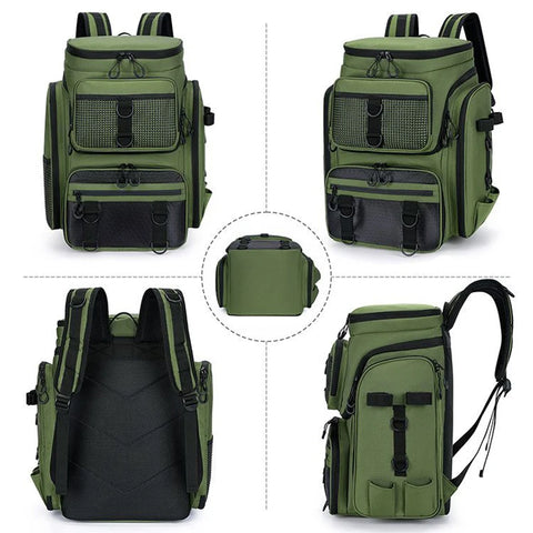 Fishing Backpack with Rod Holders Multifunctional Fish Tackle Rucksack Lure Organizer Storage Bag Outdoor Hiking Hunting Bagpack