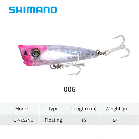 Shimano OP-152NE Popper Lure - 94g 15cm Saltwater Bait, Jet Water Surface Lure for Tuna, Long Cast Fishing Tackle