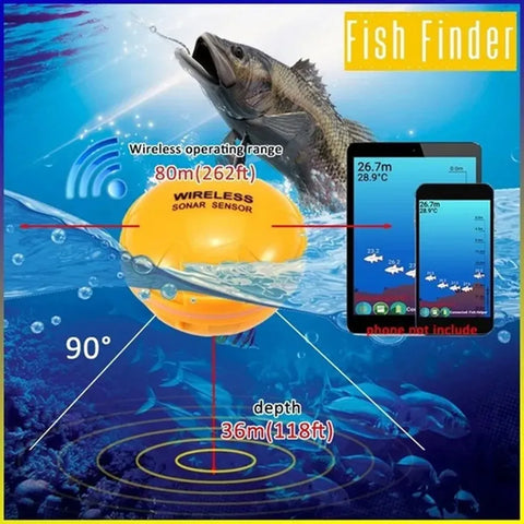 WiFi Wireless Smart Fishfinder Sonar IOS Android Smartphone Fish finder Shore Tablet Boat 125KHz Lake 36M App Sea