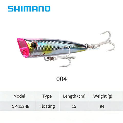 Shimano OP-152NE Popper Lure - 94g 15cm Saltwater Bait, Jet Water Surface Lure for Tuna, Long Cast Fishing Tackle