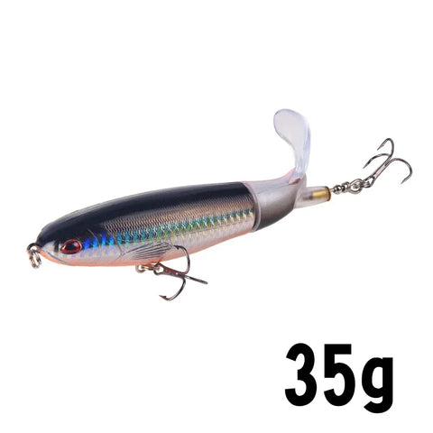 1 Pcs 10cm/14cm Topwater Popper Fishing Lure Whopper Artificial Bait Hard Soft Rotating Tail Fishing Tackle Fishing Bait