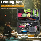 411pcs Fishing Lure Kit For Trout/Pike/Bass Multi-Lure Fishing Set Layered Tackle Pro Gear Tackle Box for Trout/Mackerel/Bass