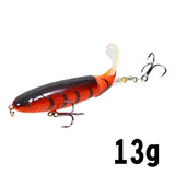 1 Pcs 10cm/14cm Topwater Popper Fishing Lure Whopper Artificial Bait Hard Soft Rotating Tail Fishing Tackle Fishing Bait