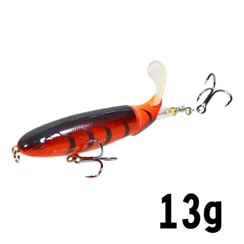 1 Pcs 10cm/14cm Topwater Popper Fishing Lure Whopper Artificial Bait Hard Soft Rotating Tail Fishing Tackle Fishing Bait