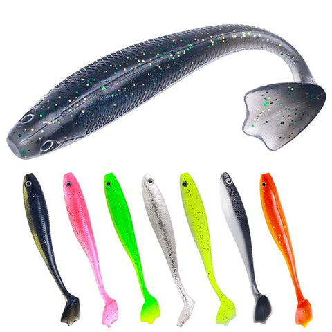 6pcs/bag rubber fish bait 7.5cm/10.5cm fishing rubber pike bait with T tail  Artificial Silicone Wobblers