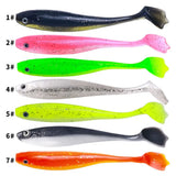 6pcs/bag rubber fish bait 7.5cm/10.5cm fishing rubber pike bait with T tail  Artificial Silicone Wobblers