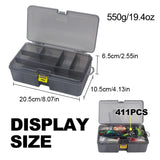 411pcs Fishing Lure Kit For Trout/Pike/Bass Multi-Lure Fishing Set Layered Tackle Pro Gear Tackle Box for Trout/Mackerel/Bass