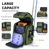Fishing Backpack with Rod Holders Multifunctional Fish Tackle Rucksack Lure Organizer Storage Bag Outdoor Hiking Hunting Bagpack