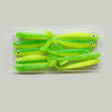 MUKUN 10pcs 60mm 2g Soft Lures Baits Fishing Lure Leurre Shad Double Color Silicone Bait T Tail