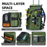 Fishing Backpack with Rod Holders Multifunctional Fish Tackle Rucksack Lure Organizer Storage Bag Outdoor Hiking Hunting Bagpack