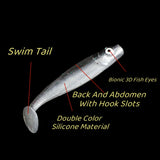 MUKUN 10pcs 60mm 2g Soft Lures Baits Fishing Lure Leurre Shad Double Color Silicone Bait T Tail