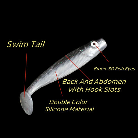 MUKUN 10pcs 60mm 2g Soft Lures Baits Fishing Lure Leurre Shad Double Color Silicone Bait T Tail