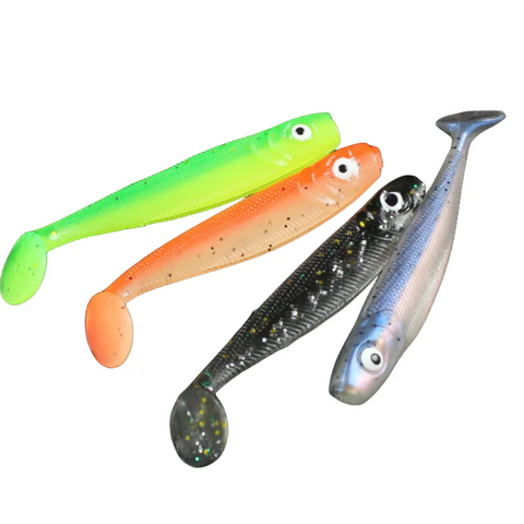 MUKUN 10pcs 60mm 2g Soft Lures Baits Fishing Lure Leurre Shad Double Color Silicone Bait T Tail