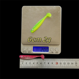 MUKUN 10pcs 60mm 2g Soft Lures Baits Fishing Lure Leurre Shad Double Color Silicone Bait T Tail