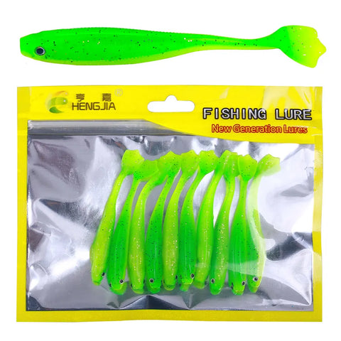 6pcs/bag rubber fish bait 7.5cm/10.5cm fishing rubber pike bait with T tail  Artificial Silicone Wobblers