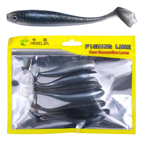 6pcs/bag rubber fish bait 7.5cm/10.5cm fishing rubber pike bait with T tail  Artificial Silicone Wobblers