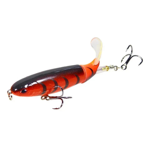 1 Pcs 10cm/14cm Topwater Popper Fishing Lure Whopper Artificial Bait Hard Soft Rotating Tail Fishing Tackle Fishing Bait