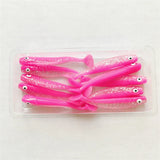 MUKUN 10pcs 60mm 2g Soft Lures Baits Fishing Lure Leurre Shad Double Color Silicone Bait T Tail