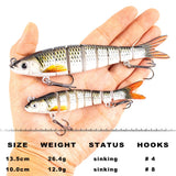 Magnisher 8-Segment Realistic Hard Fishing Lure 13.5cm/10cm Jointed Swimbait Lifelike Action Slow Sink Bait Fresh/Salt Water