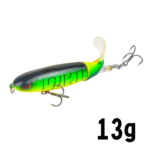1 Pcs 10cm/14cm Topwater Popper Fishing Lure Whopper Artificial Bait Hard Soft Rotating Tail Fishing Tackle Fishing Bait