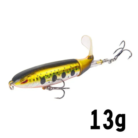 1 Pcs 10cm/14cm Topwater Popper Fishing Lure Whopper Artificial Bait Hard Soft Rotating Tail Fishing Tackle Fishing Bait