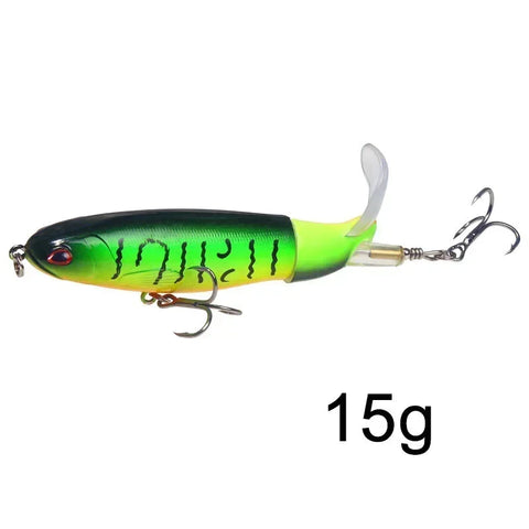 1 Pcs 10cm/14cm Topwater Popper Fishing Lure Whopper Artificial Bait Hard Soft Rotating Tail Fishing Tackle Fishing Bait